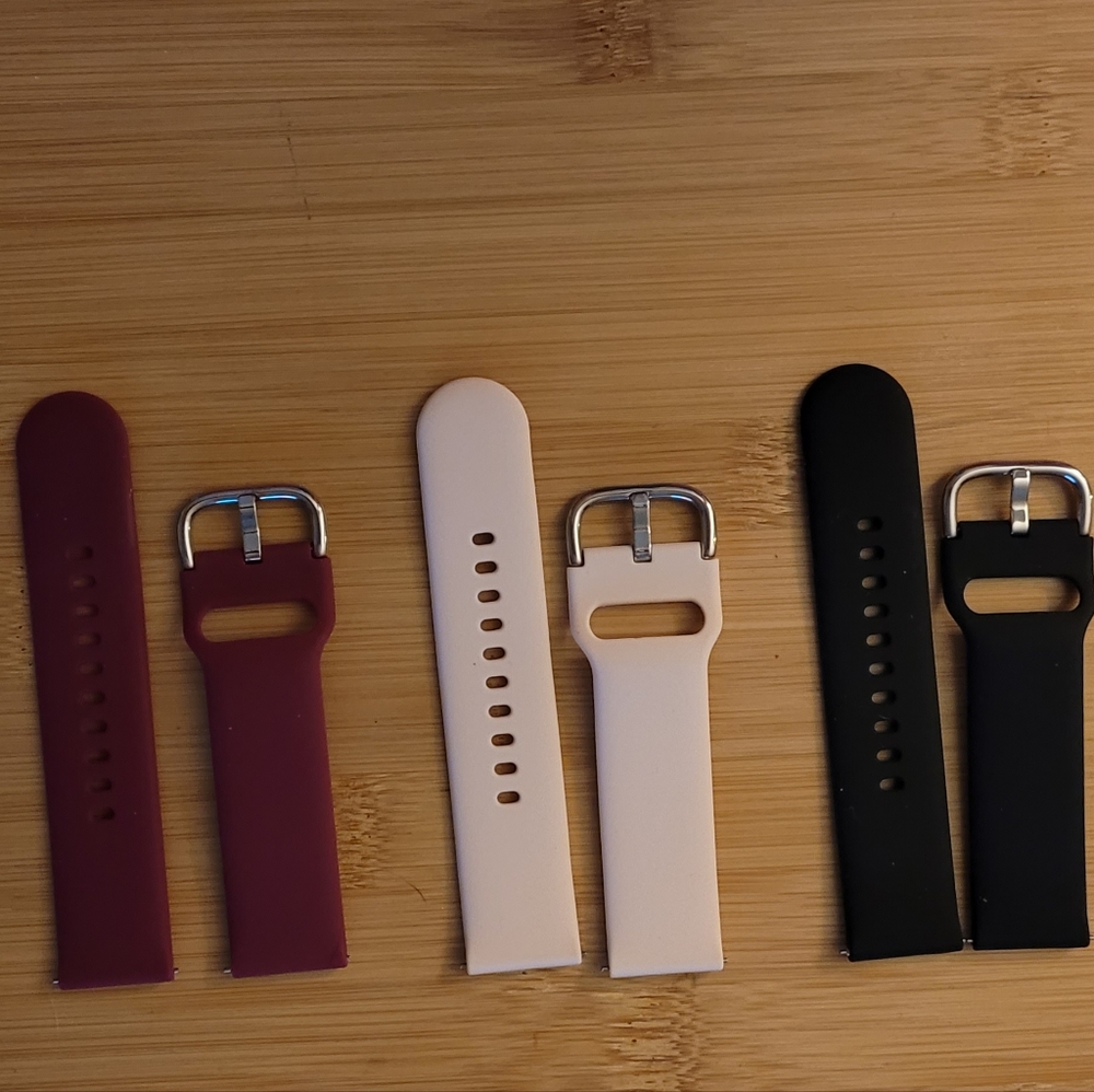 GEAK 3 Pack 20mm Silicone Watch Bands Small Black/Fuchsia/Sand Pink